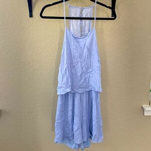 HYFVE Baby blue and Polka Dot open back romper